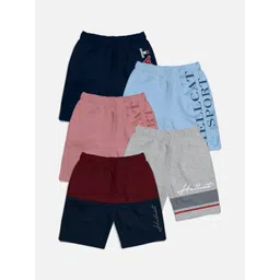 HELLCAT Boys Pack Of 5 Typography Printed Cotton Shorts-picture-30