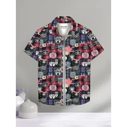 HELLCAT Boys Spread Collar Graphic Printed Cotton Casual Shirt-picture-15