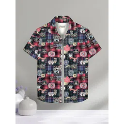 HELLCAT Boys Spread Collar Graphic Printed Cotton Casual Shirt-picture-26