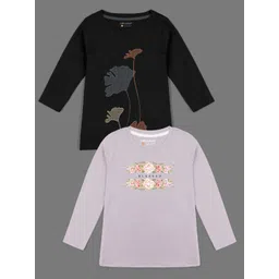 HELLCAT Girls Lavender Pack Of 2 Printed T-shirt-picture-15