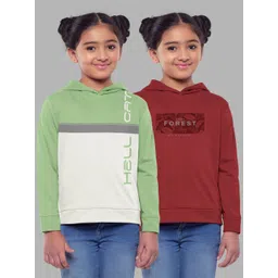 HELLCAT Girls Pack Of 2 Printed Hooded Cotton Sweatshirt-picture-39