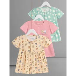 HELLCAT Girls Pack Of 3 Abstract Printed Pure Cotton A-Line Dress-picture-16