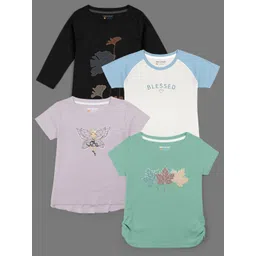 HELLCAT Girls Pack Of 4 Graphic Printed Cotton T-shirts-picture-32