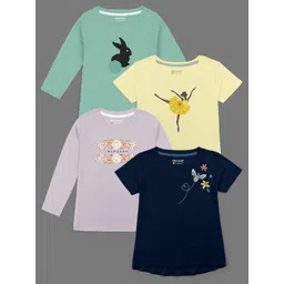HELLCAT Girls Pack Of 4 Graphic Printed Cotton T-shirts-picture-22