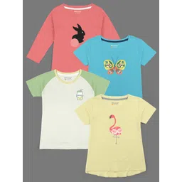 HELLCAT Girls Pack Of 4 Graphic Printed Cotton T-shirts-picture-55