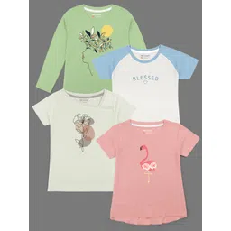 HELLCAT Girls Pack Of 4 Printed Cotton T-shirts-picture-19