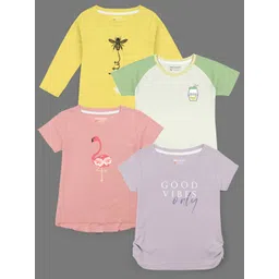 HELLCAT Girls Pack Of 4 Printed Cotton T-shirts-picture-30