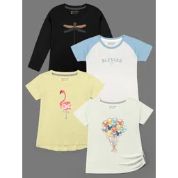 HELLCAT Girls Pack Of 4 Printed Cotton T-shirts-picture-37