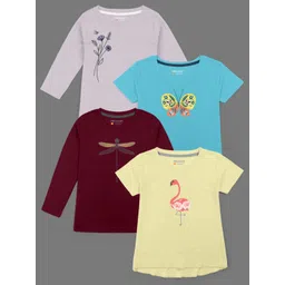 HELLCAT Girls Pack Of 4 Printed Cotton T-shirts-picture-39