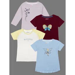 HELLCAT Girls Pack Of 4 Printed Cotton T-shirts-picture-41