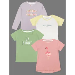 HELLCAT Girls Pack Of 4 Printed Cotton T-shirts-picture-23