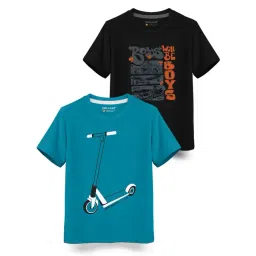 HELLCAT Kids Black & Blue Printed T-Shirt (Pack Of 2)-picture-30