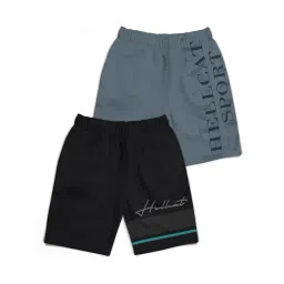 HELLCAT Kids Black & Grey Printed Shorts (Pack Of 2)-picture-30