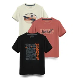 HELLCAT Kids Multicolor Printed T-Shirt (Pack Of 3)-picture-26