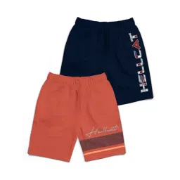HELLCAT Kids Orange & Navy Printed Shorts (Pack Of 2)-picture-24