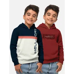HELLCAT Navy & Maroon Printed Full Sleeves T-Shirt (Pack Of 2)-picture-27