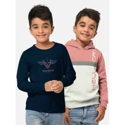HELLCAT Navy & Pink Printed Full Sleeves T-Shirt (Pack Of 2)-picture-24
