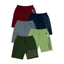 hellcat Pack of 5 Typographic Print Shorts with Elasticated Waist-picture-14