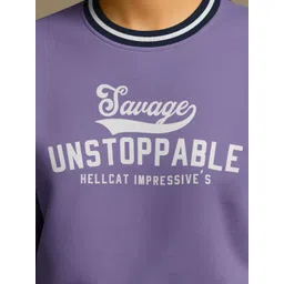 HELLCAT Women Typography Printed Oversized Pullover Sweatshirt image 3