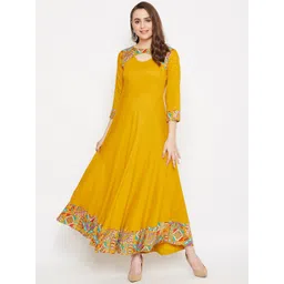 HELLO DESIGN Mustard Yellow Ethnic Anarkali Maxi Dress-picture-14
