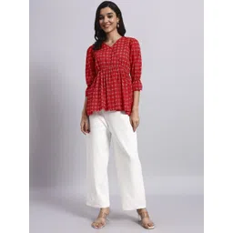 HELLO DESIGN Print Puff Sleeve Ethnic Cotton Top-picture-22