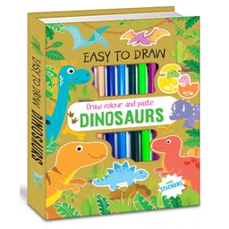 Hello Friend Books Dinosaur Drawing and Activity Art Kit: Draw, Colour and Paste with Stickers, Colouring Pencils and Drawing Pad-image-2