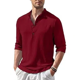 hemilique Men's Regular Fit Solid Popcorn Full Sleeve Regular Fit Short Kurta | Solid Pattern Mandarin Collar Straight Kurta-picture-20