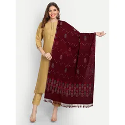 Hemkunt Fabric Women Woven Design Stole With Tasselled Border-picture-26
