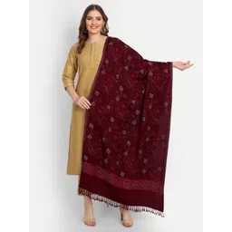 Hemkunt Fabric Women Woven Design Stole with Tasselled Border-picture-27