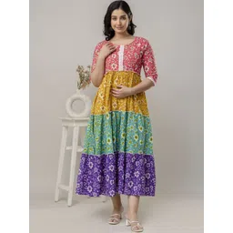 Henal Floral Print Maternity Fit & Flare Midi Dress-picture-34