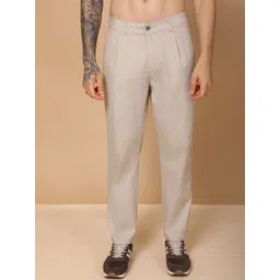 Hence Men Textured Relaxed Easy Wash Pleated Trousers-picture-37
