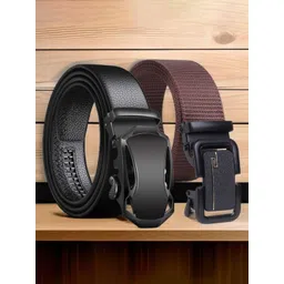 HENEDA Men Pack of 2 Textured Formal Belt-picture-14
