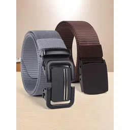 HENEDA Men Pack of 2 Woven Design Canvas Formal Belt-picture-24