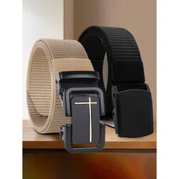 HENEDA Men Pack of 2 Woven Design Canvas Formal Belt-picture-11