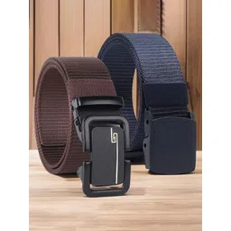 HENEDA Men Pack of 2 Woven Design Canvas Formal Belt-picture-43