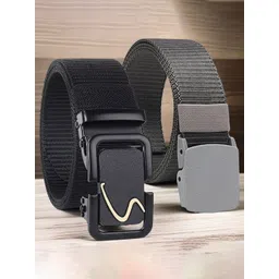 HENEDA Men Pack of 2 Woven Design Canvas Formal Belt-picture-47