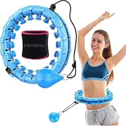 henirag HENIRAG® Fitness Weighted Hula Circle for Adults Weight Loss, Infinity Fitness Hoop Plus Size 52 Inch with Sweat Belt, Include 24 Detachable Links and Waist Trainer for Women (Design-2)-picture-12
