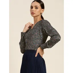 her by invictus Black & Blue Floral Print Shirt Style Top-picture-41