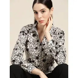 her by invictus Black & White Floral Print Shirt Style Top-picture-32