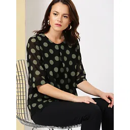 her by invictus Black Polka Dots Pleated Top-picture-17