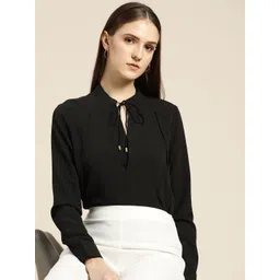 her by invictus Black Solid Tie-Up Neck Top-picture-36