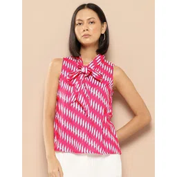 her by invictus Geometric Print Tie-Up Neck Top-picture-37