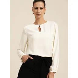 her by invictus Off White Keyhole Neck Top-picture-16