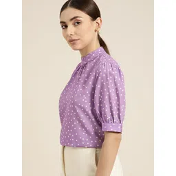 her by invictus Purple & White Polka Dot Print Top-picture-29