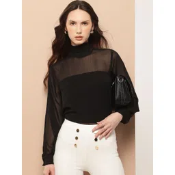 her by invictus Sheer Tie-Up Neck Top-picture-33