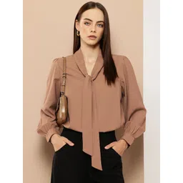 her by invictus Tie-Up Neck Crepe Top-picture-22