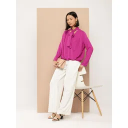 her by invictus Tie-Up Neck Flared Sleeve Top image 5