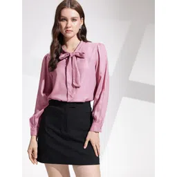 her by invictus Tie-Up Neck Puff Sleeve Top image 3