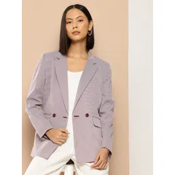 her by invictus Women Checkered Single Breasted Casual Blazer-picture-14