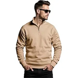 Regular Fit Solid Half Zipper Sweatshirt for Men | Men Sweatshirt-image-0